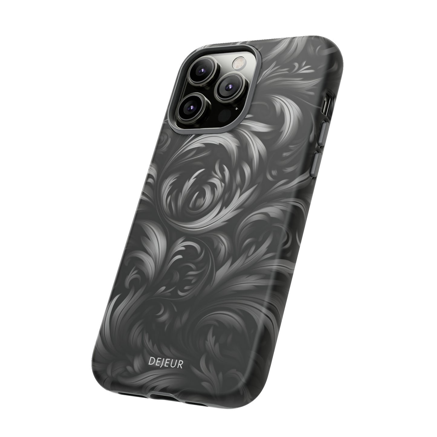 Dark Grey Floral - iPhone Tough Case