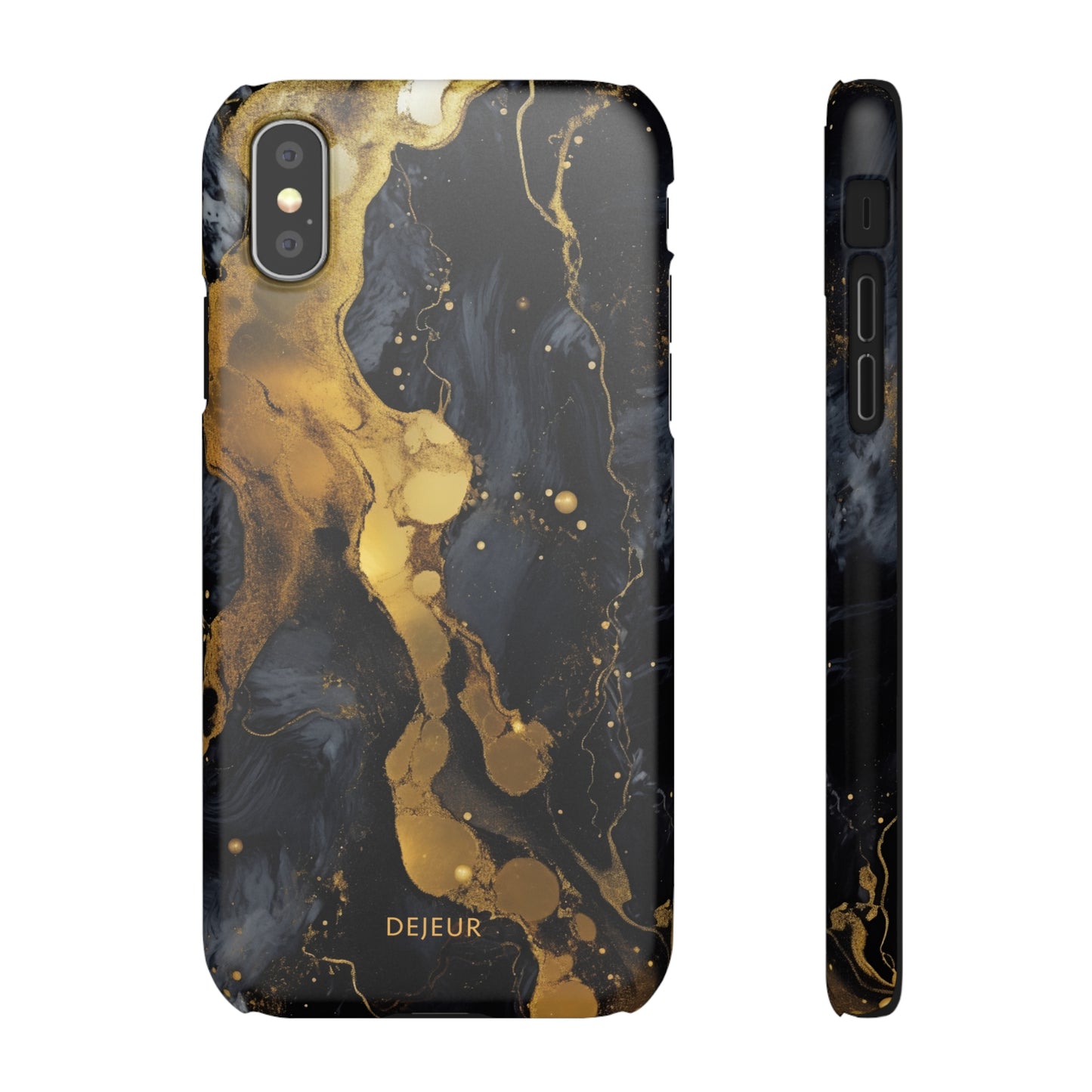 Metallic Gold Dark Marble - iPhone Snap Case