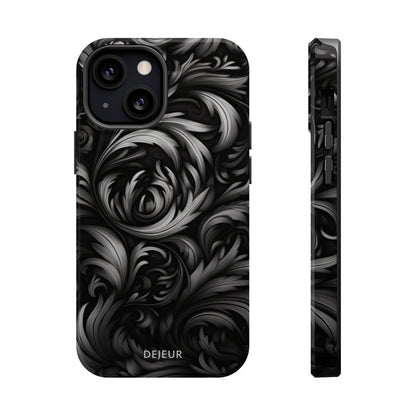 Dark Grey Floral - iPhone MagSafe Tough Case