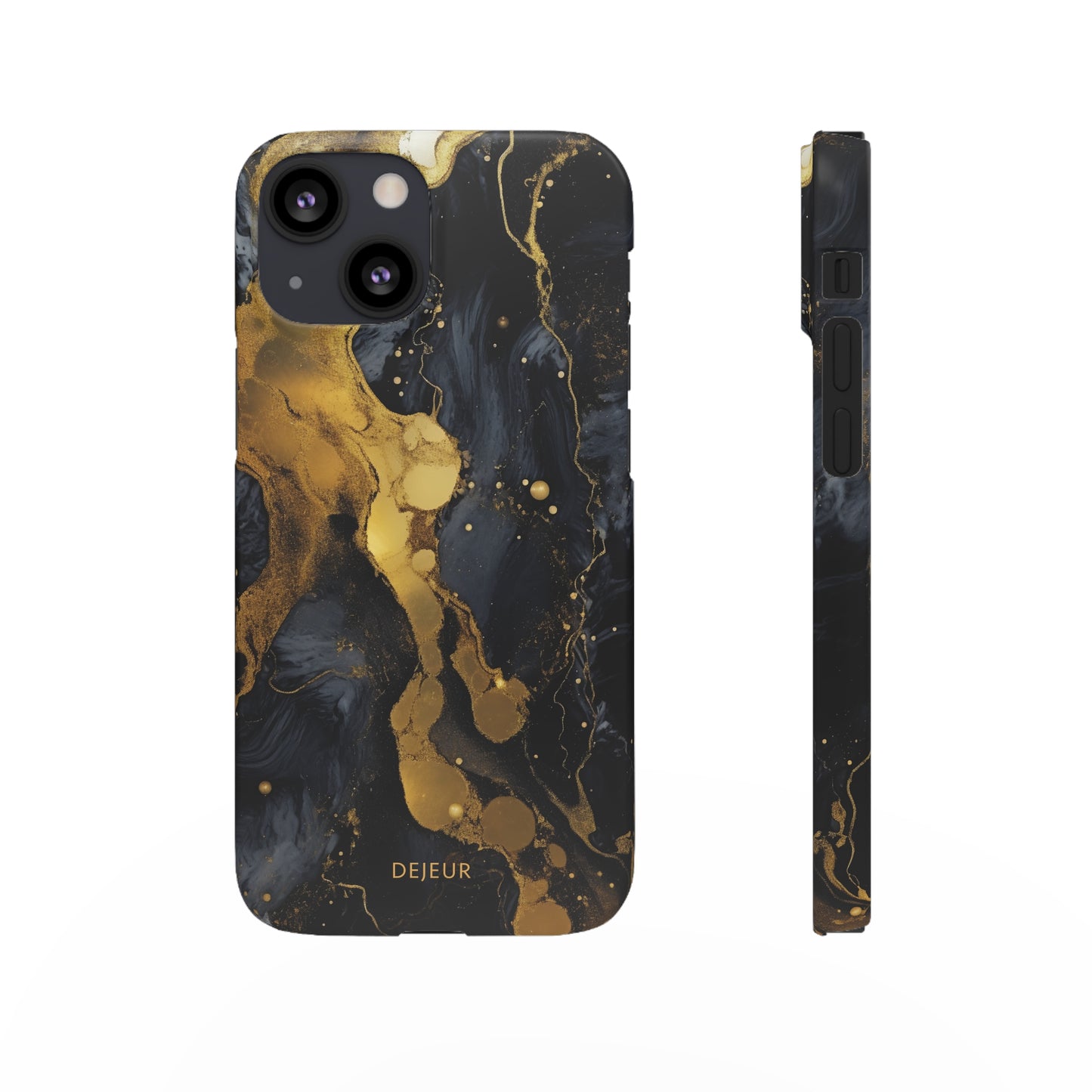 Metallic Gold Dark Marble - iPhone Snap Case