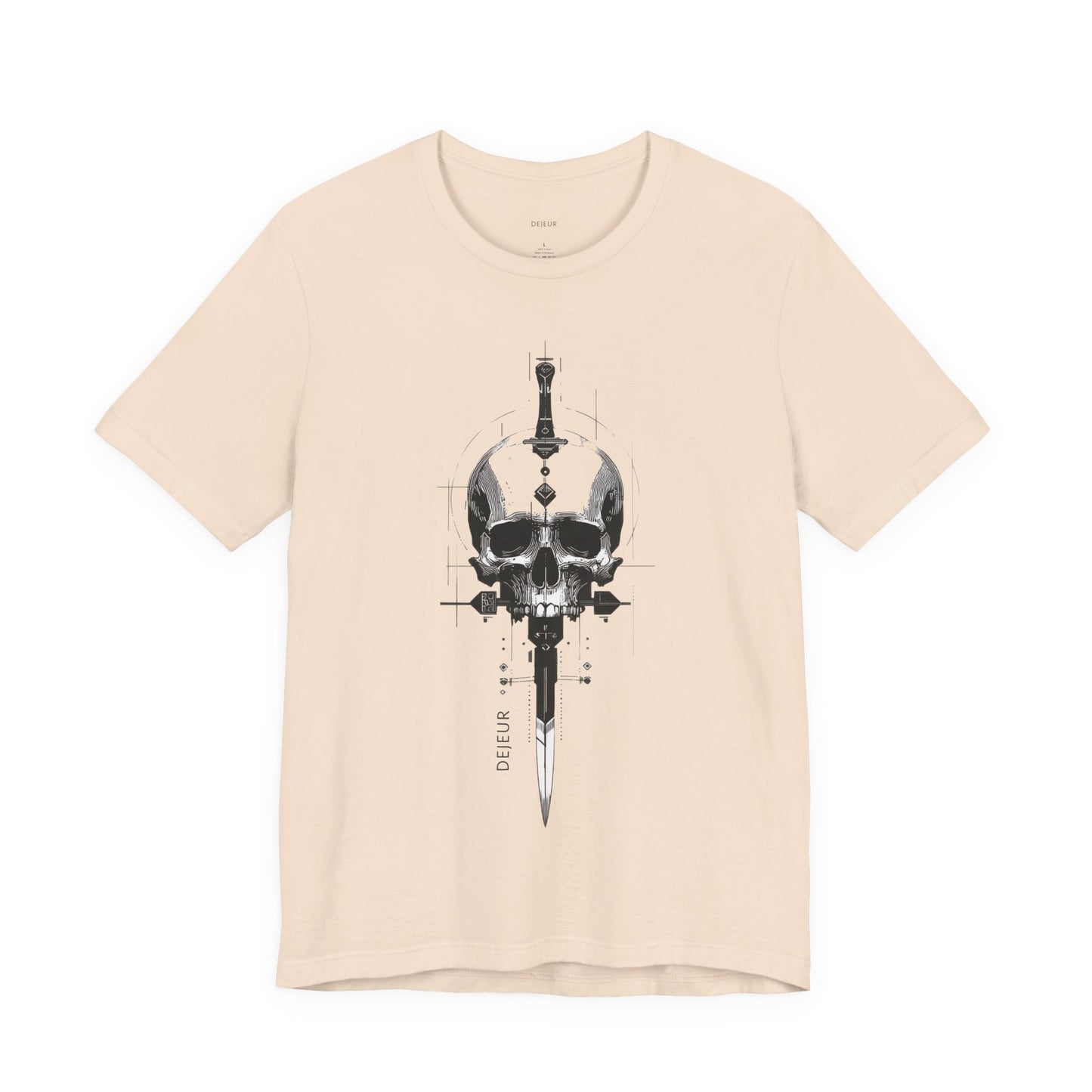 Mortal Skull Dagger Schematic Grayscale - T-Shirt