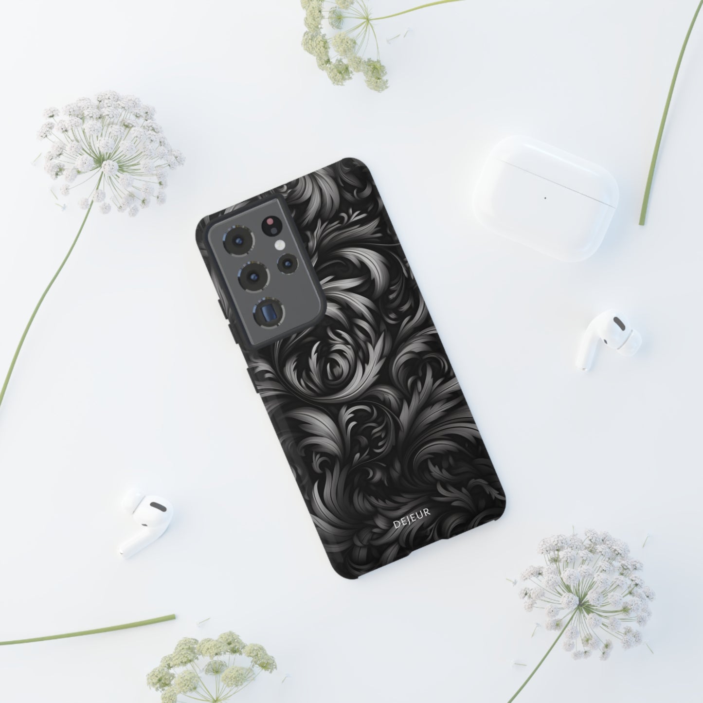 Dark Grey Floral - Samsung Galaxy Tough Case