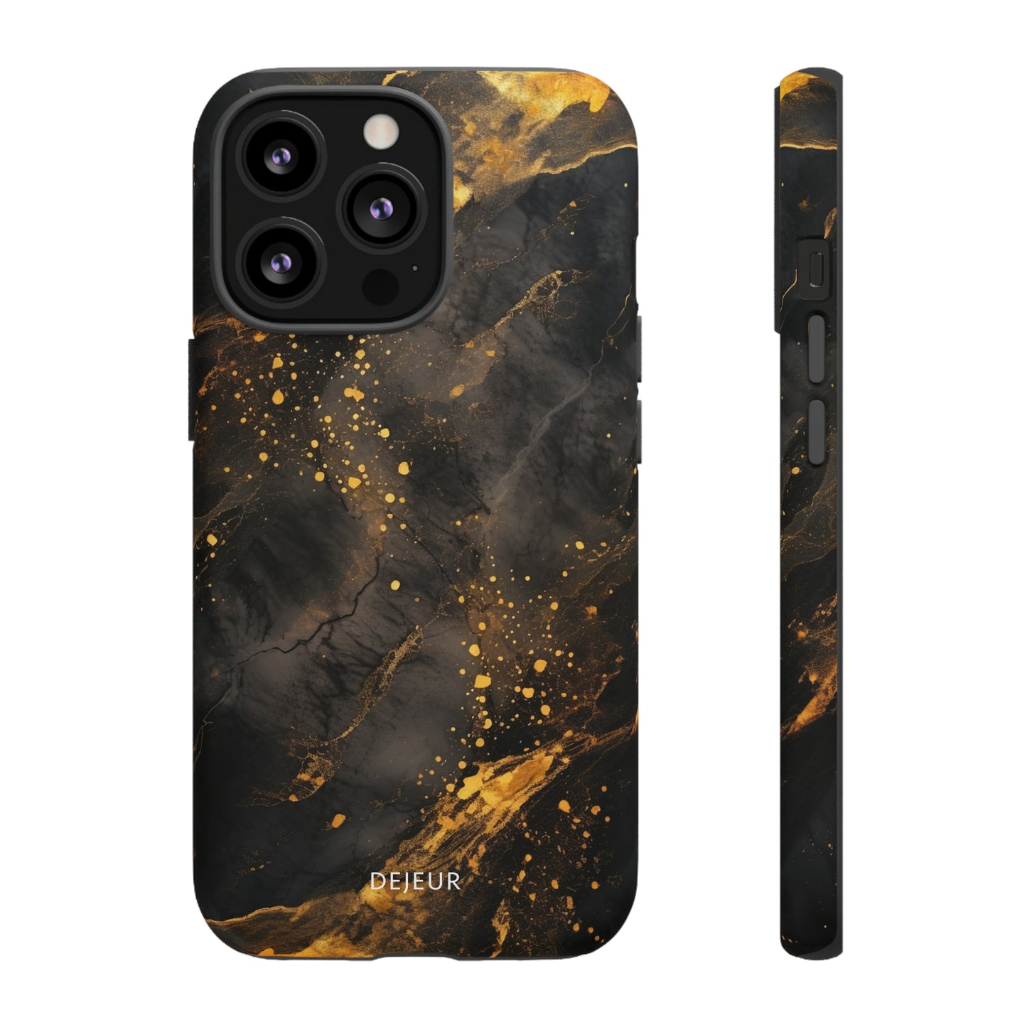 Black Gold Speckled Marble - iPhone Tough Case