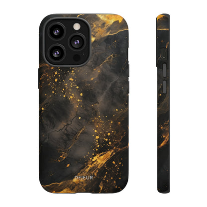 Black Gold Speckled Marble - iPhone Tough Case