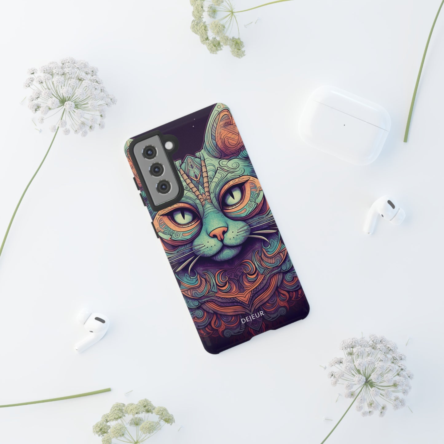 Intricate Aqua Cat - Samsung Galaxy Tough Case