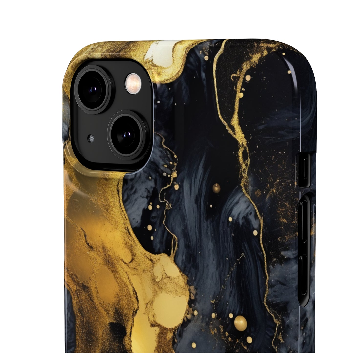 Metallic Gold Dark Marble - iPhone Snap Case