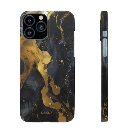 Metallic Gold Dark Marble - iPhone Snap Case