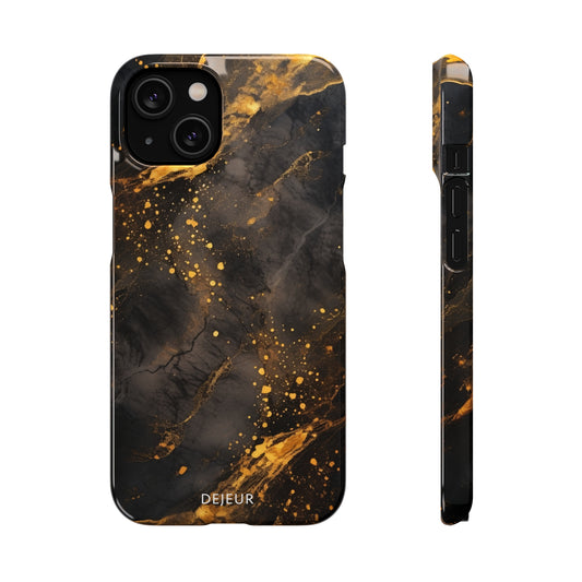 Black Gold Speckled Marble - iPhone Snap Case