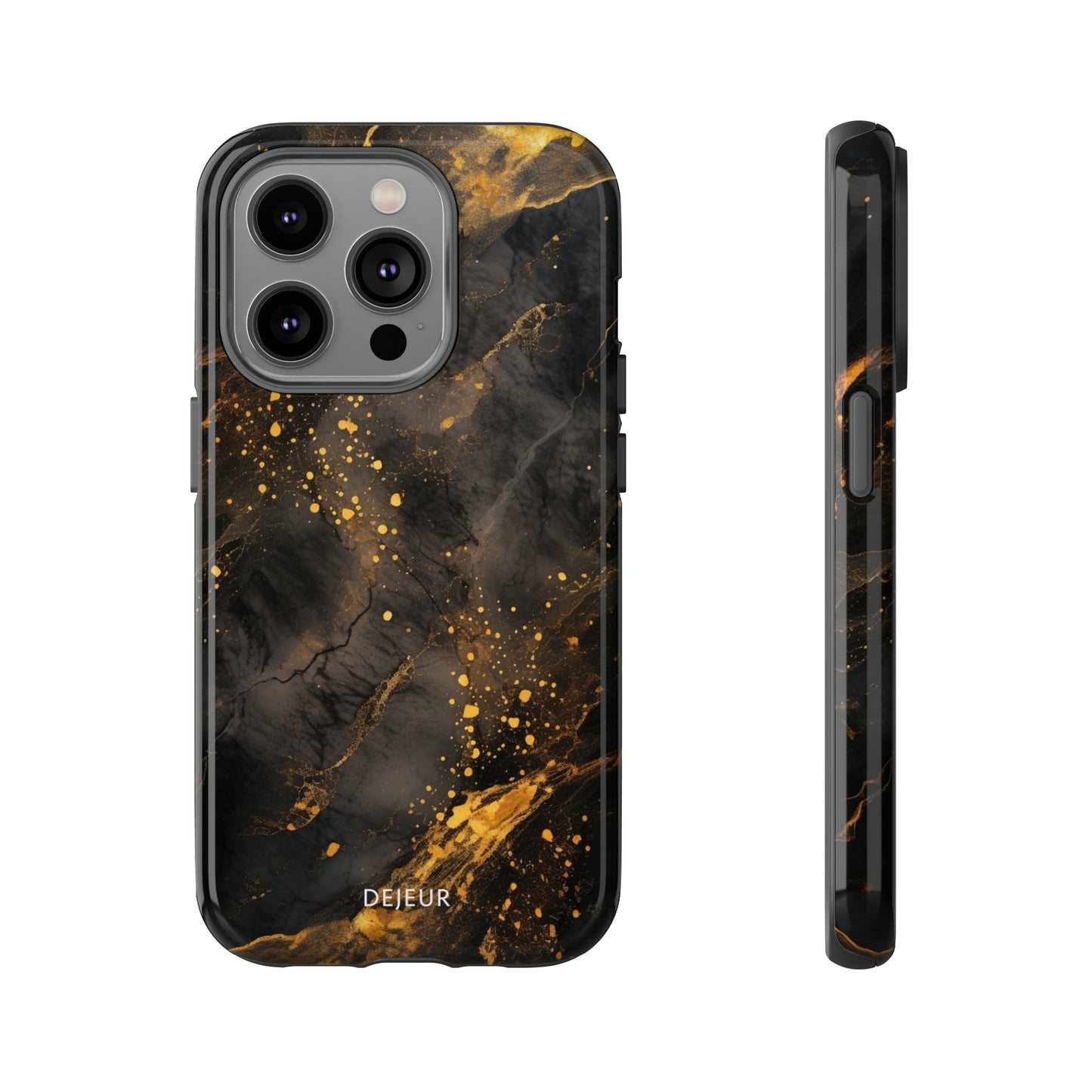 Black Gold Speckled Marble - iPhone Tough Case