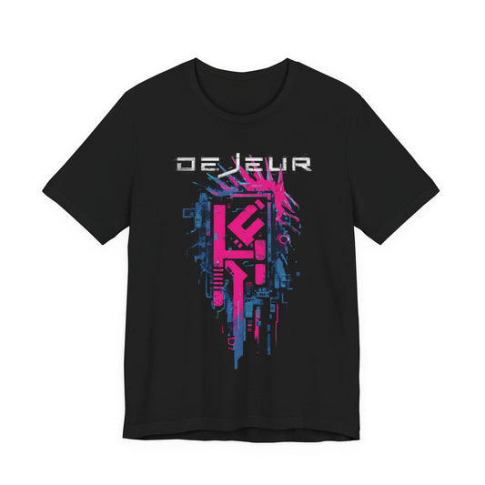 Dejeur Cyberpunk Digital Decay Electric Pink Blue - T-Shirt