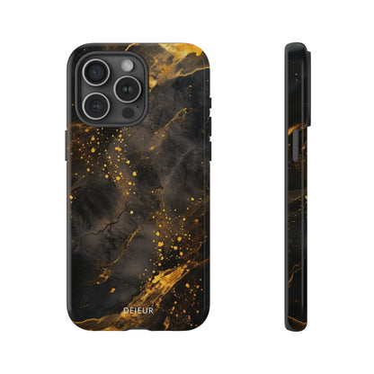 Black Gold Speckled Marble - iPhone Tough Case