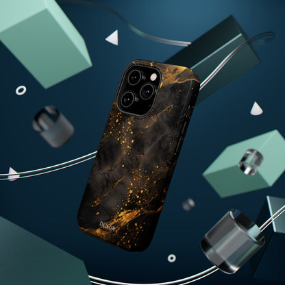 Black Gold Speckled Marble - iPhone MagSafe Tough Case