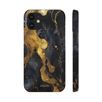 Metallic Gold Dark Marble - iPhone Snap Case