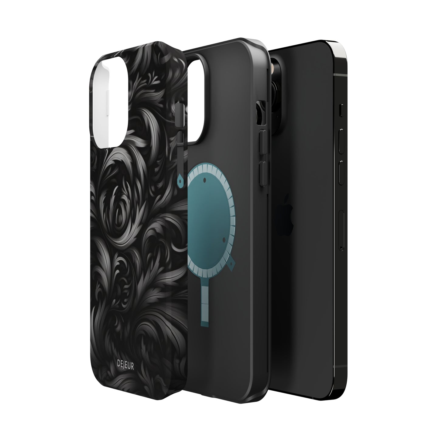 Dark Grey Floral - iPhone MagSafe Tough Case