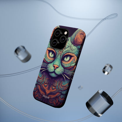 Intricate Aqua Cat - iPhone MagSafe Tough Case