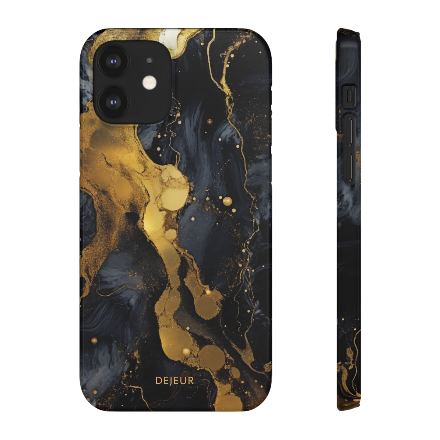 Metallic Gold Dark Marble - iPhone Snap Case