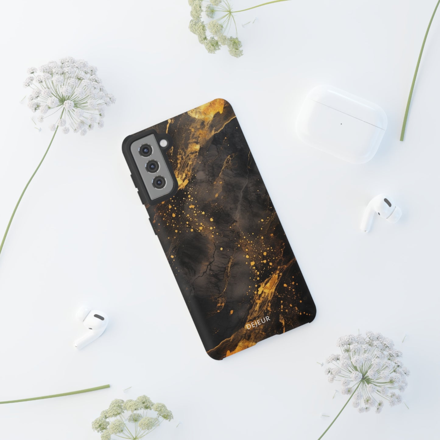 Black Gold Speckled Marble - Samsung Galaxy Tough Case