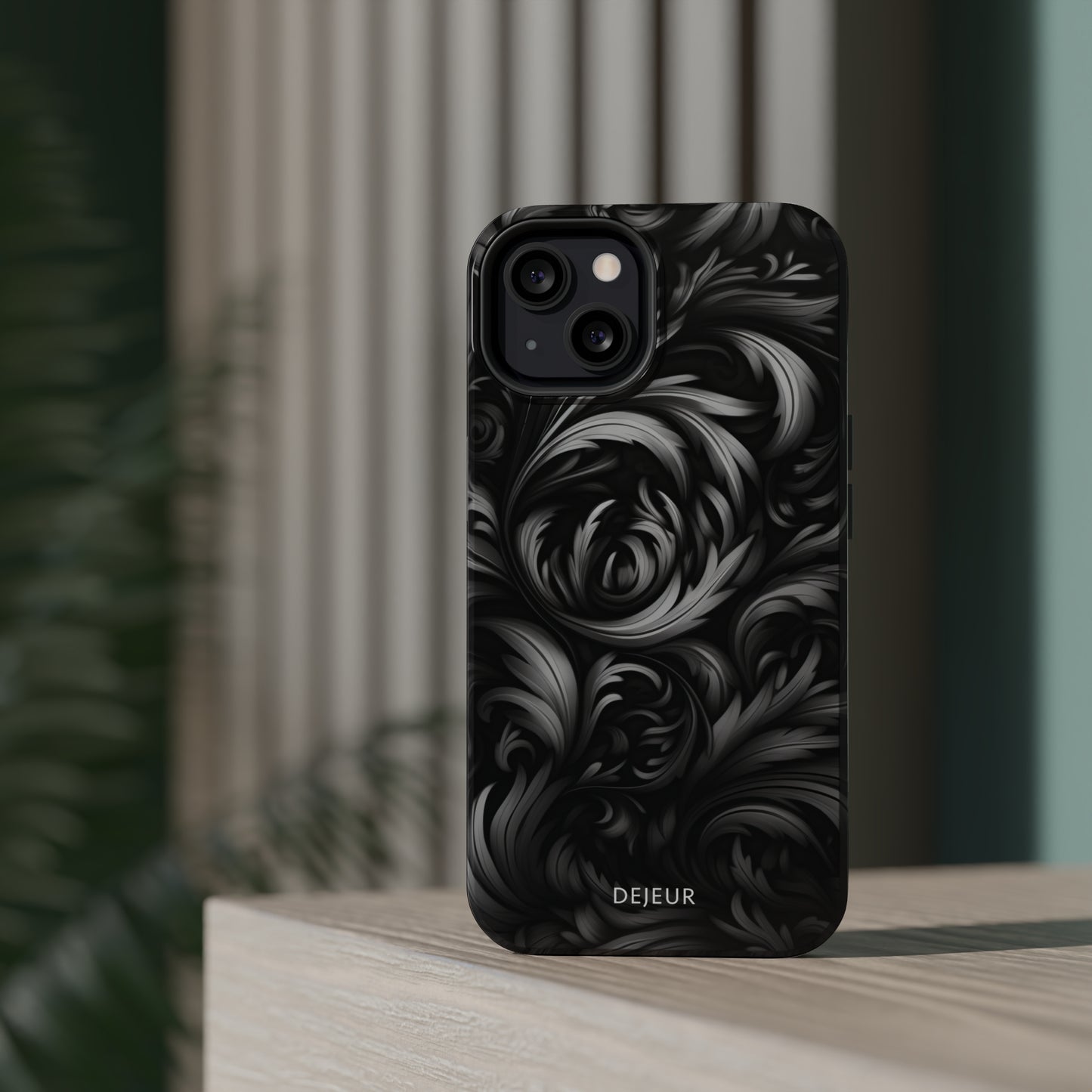 Dark Grey Floral - iPhone MagSafe Tough Case