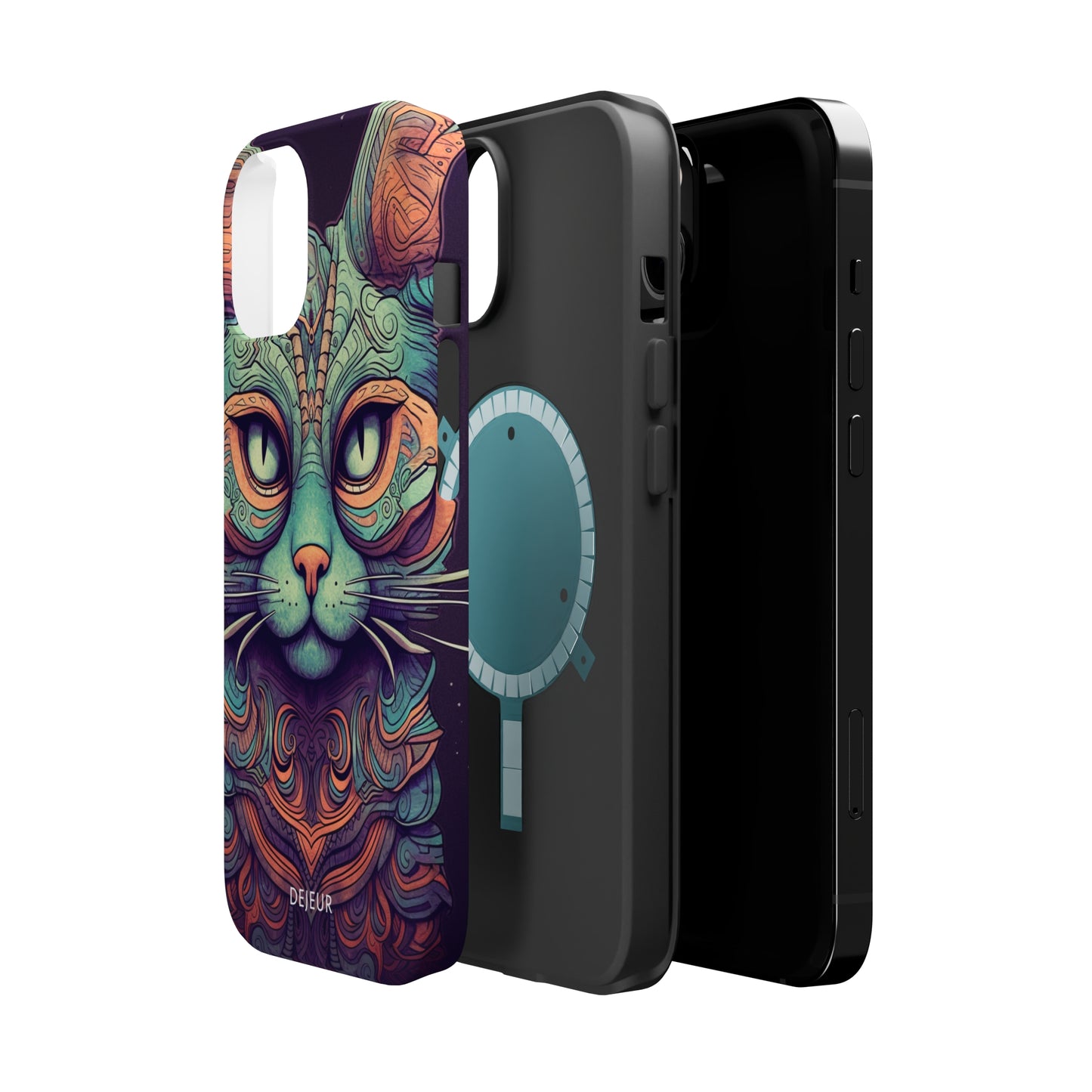 Intricate Aqua Cat - iPhone MagSafe Tough Case