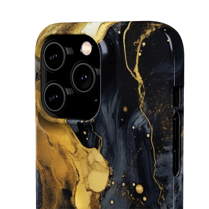 Metallic Gold Dark Marble - iPhone Snap Case