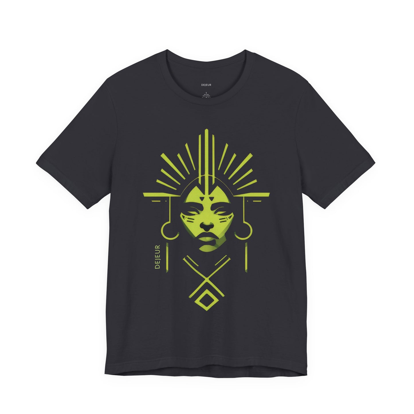 Neon Green Art Deco Minimalist Woman Portrait - T-Shirt