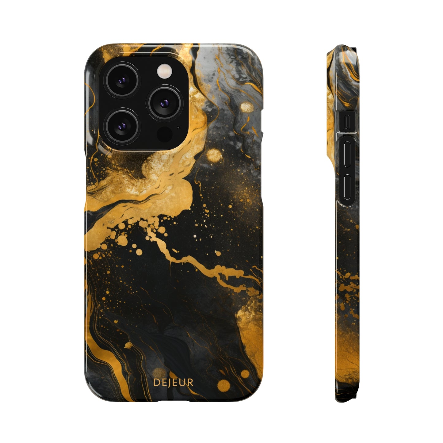 Gold & Black Marble - iPhone Snap Case