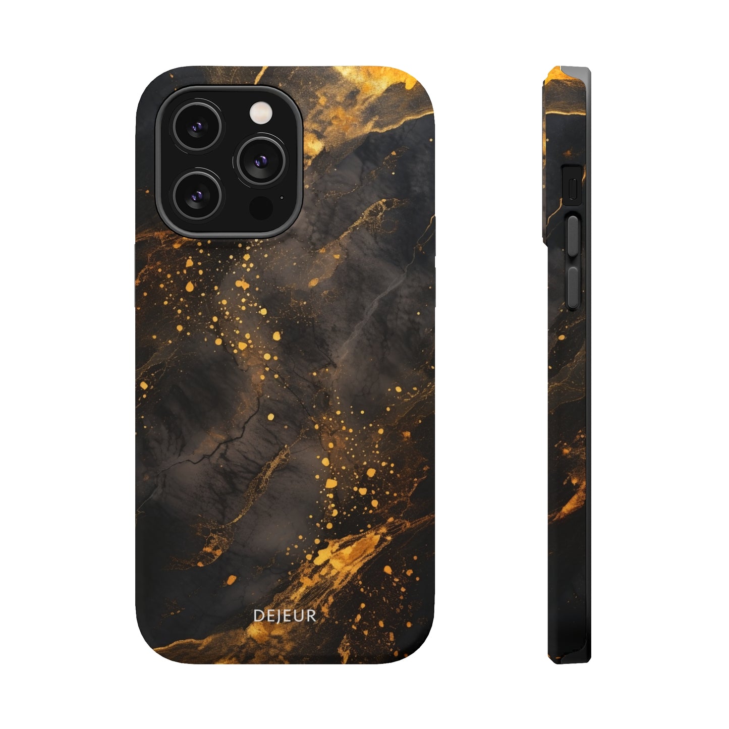 Black Gold Speckled Marble - iPhone MagSafe Tough Case