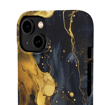 Metallic Gold Dark Marble - iPhone Snap Case