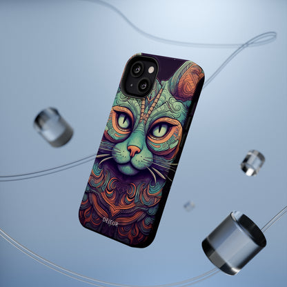 Intricate Aqua Cat - iPhone MagSafe Tough Case