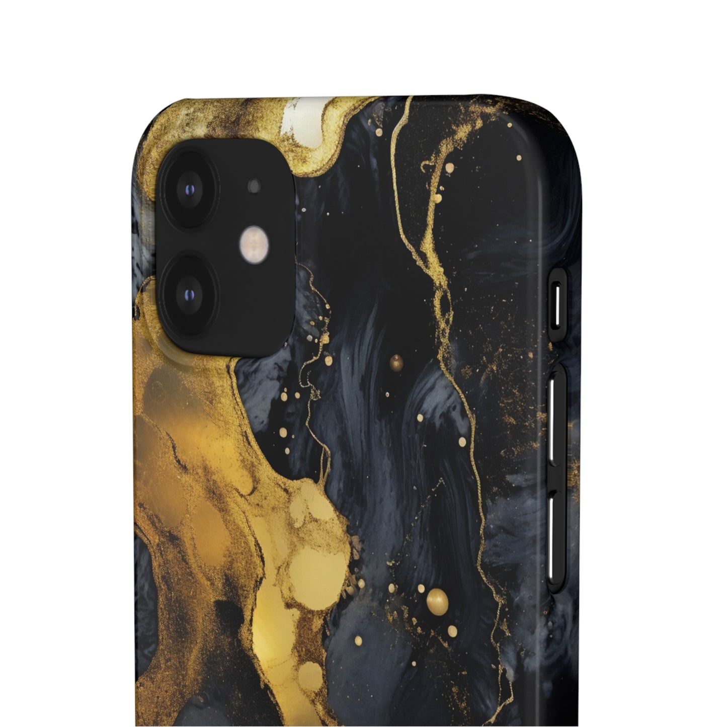 Metallic Gold Dark Marble - iPhone Snap Case