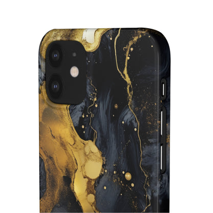 Metallic Gold Dark Marble - iPhone Snap Case