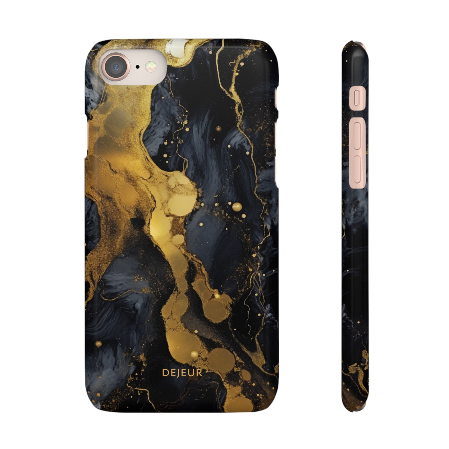 Metallic Gold Dark Marble - iPhone Snap Case