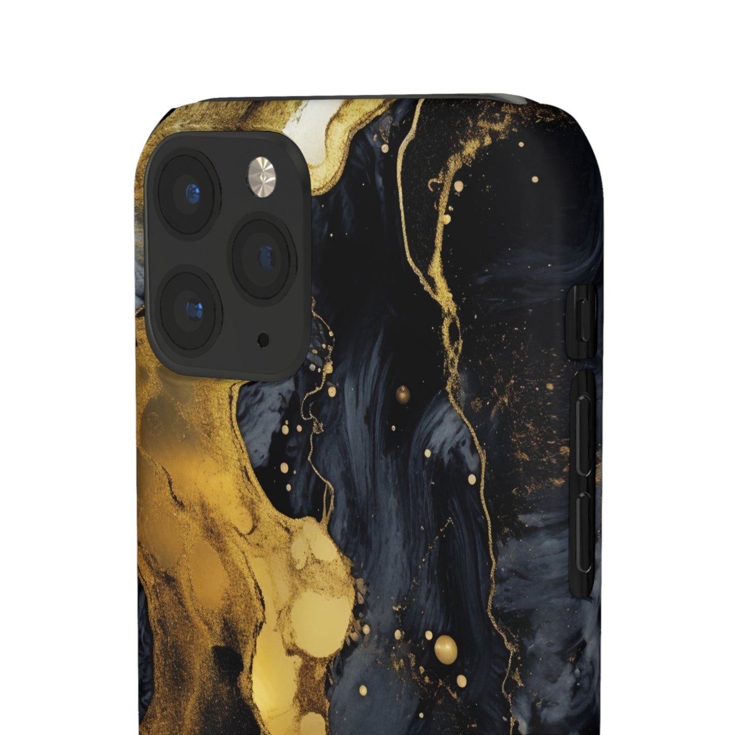 Metallic Gold Dark Marble - iPhone Snap Case