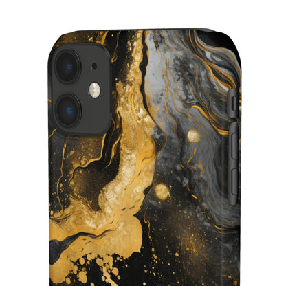 Gold & Black Marble - iPhone Snap Case