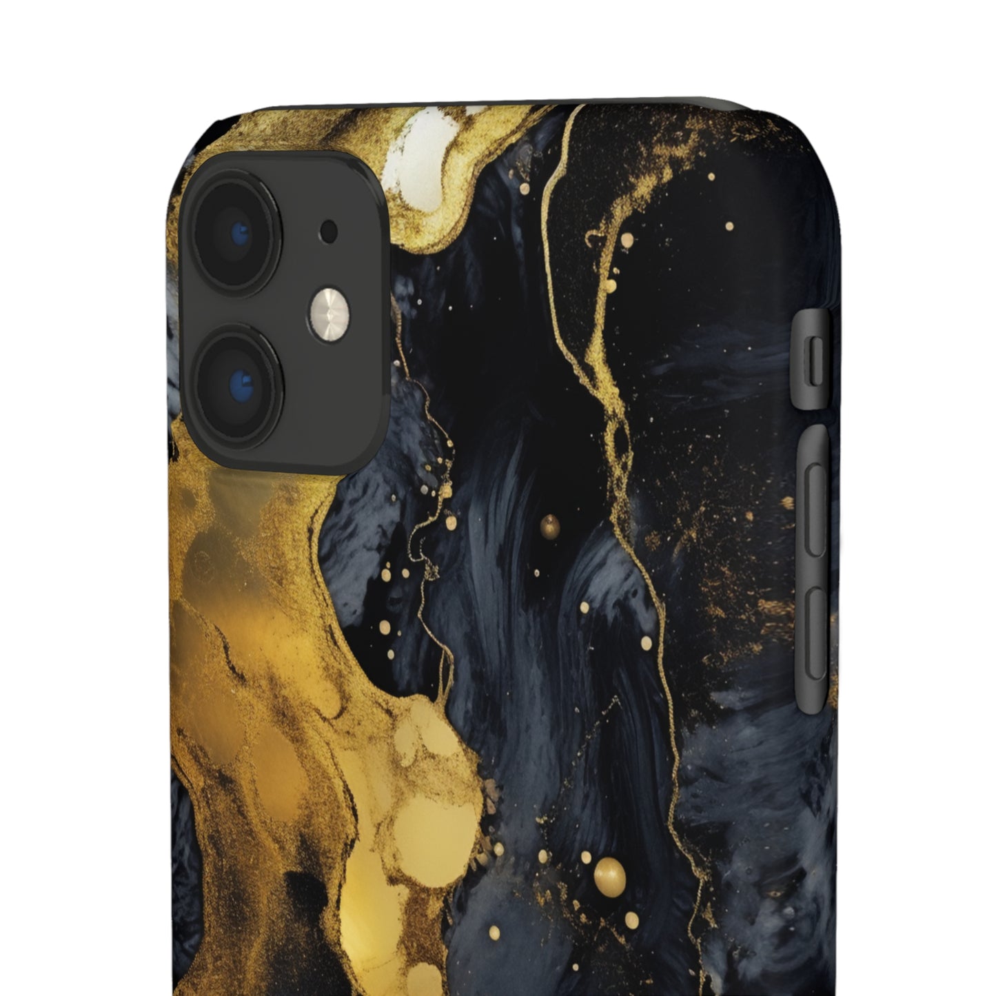 Metallic Gold Dark Marble - iPhone Snap Case