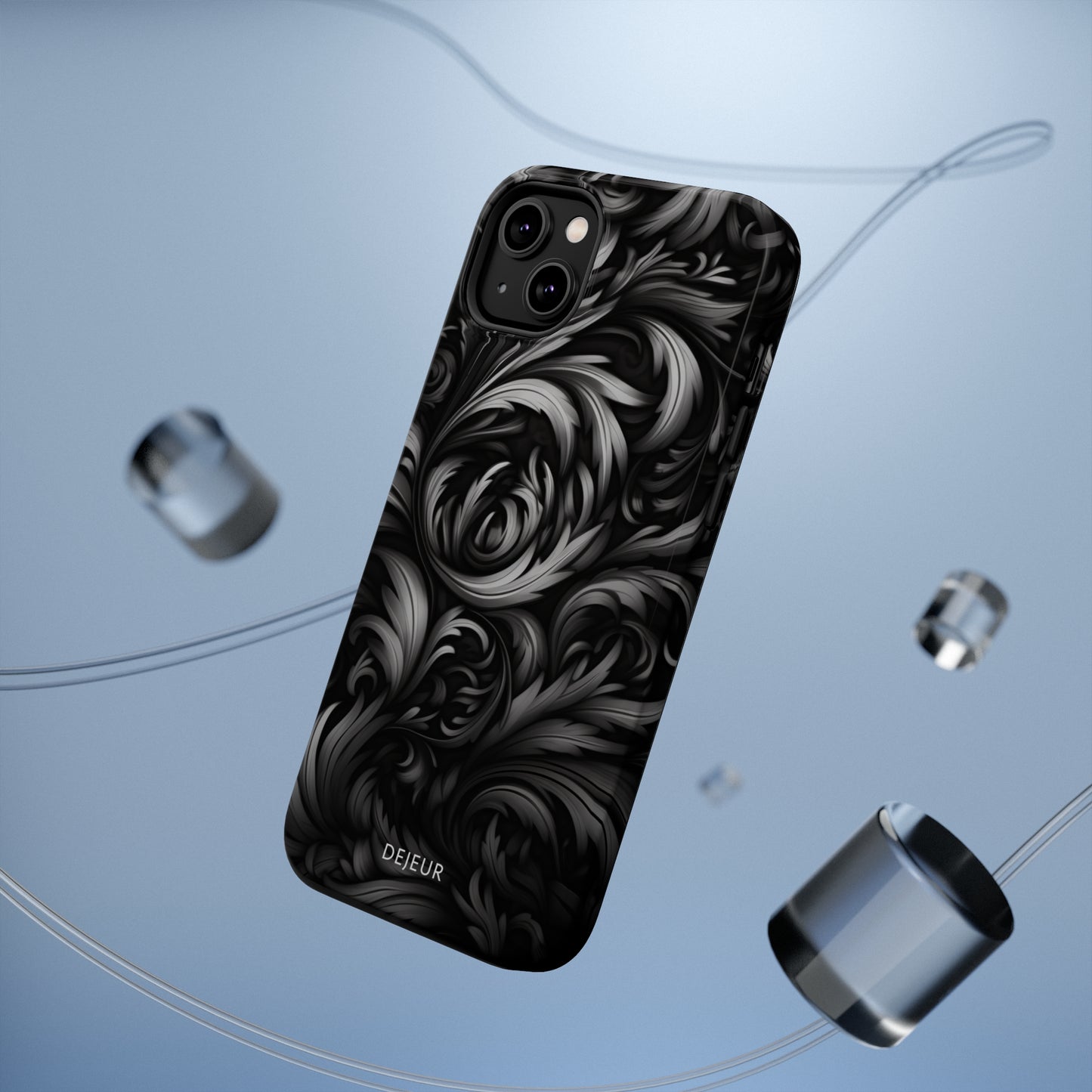 Dark Grey Floral - iPhone MagSafe Tough Case