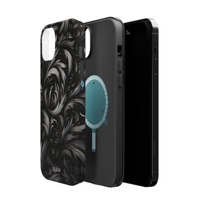 Dark Grey Floral - iPhone MagSafe Tough Case