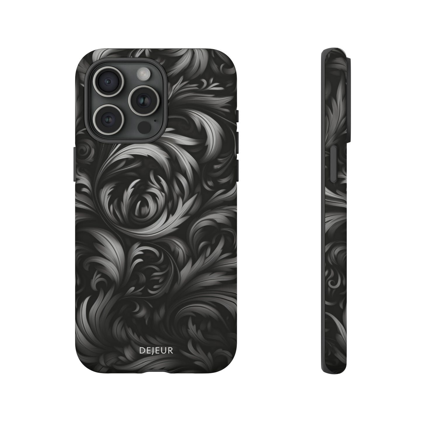 Dark Grey Floral - iPhone Tough Case