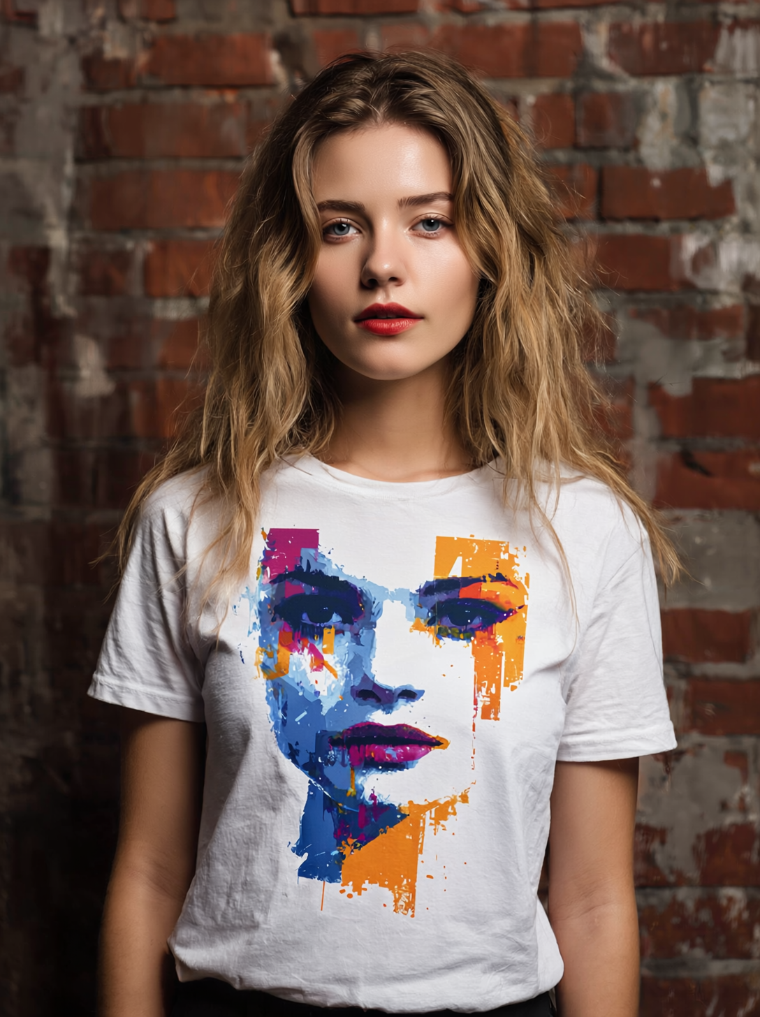 Expressionist Painted Beauty Portrait - Women's T-Shirt