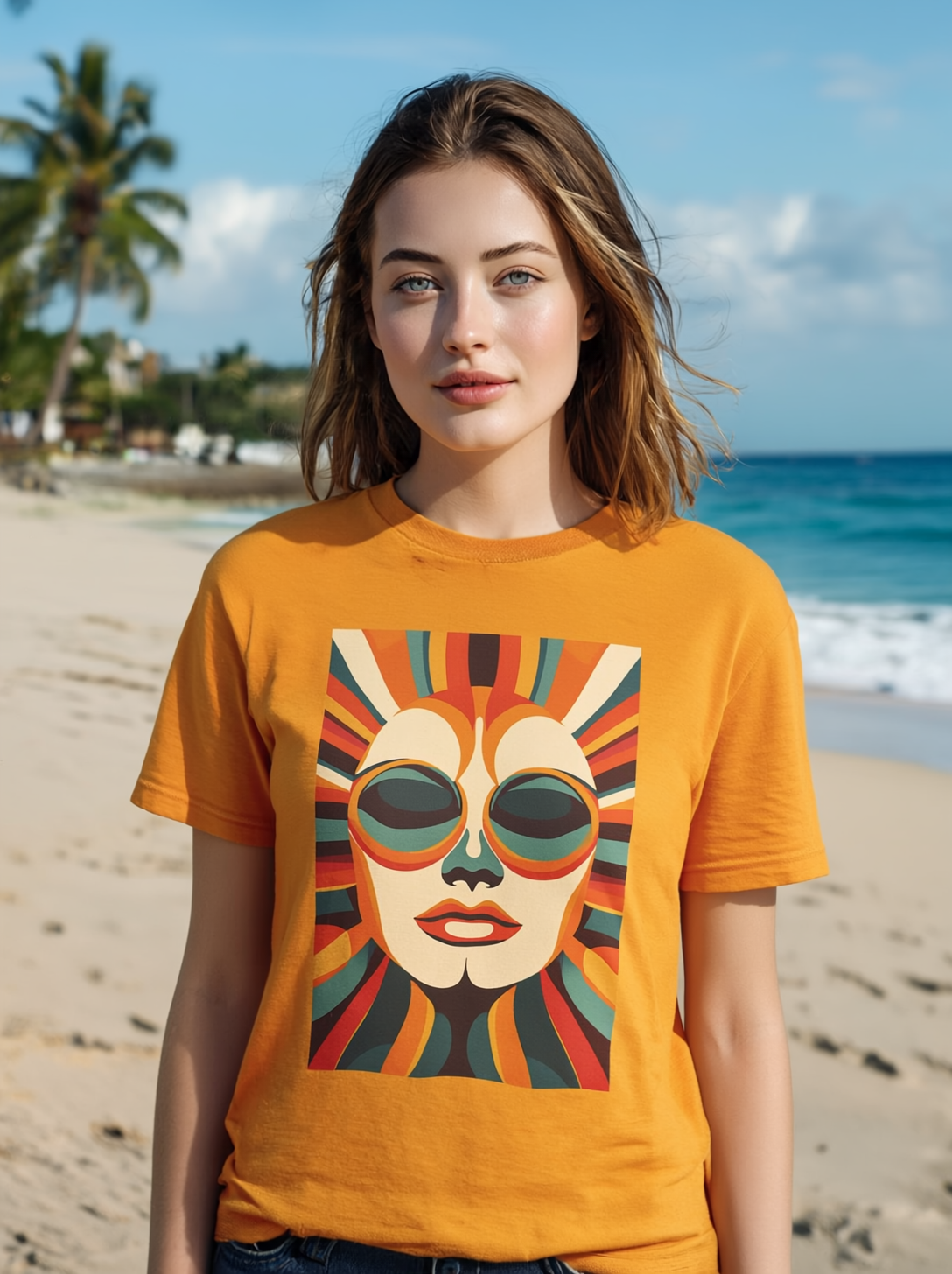 Vintage Retro Radiant Sunbeam Face - Women's T-Shirt