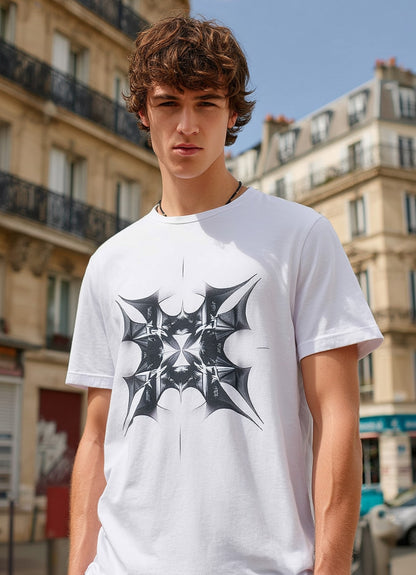 Monochrome Fractal Abstract Wings - T-Shirt