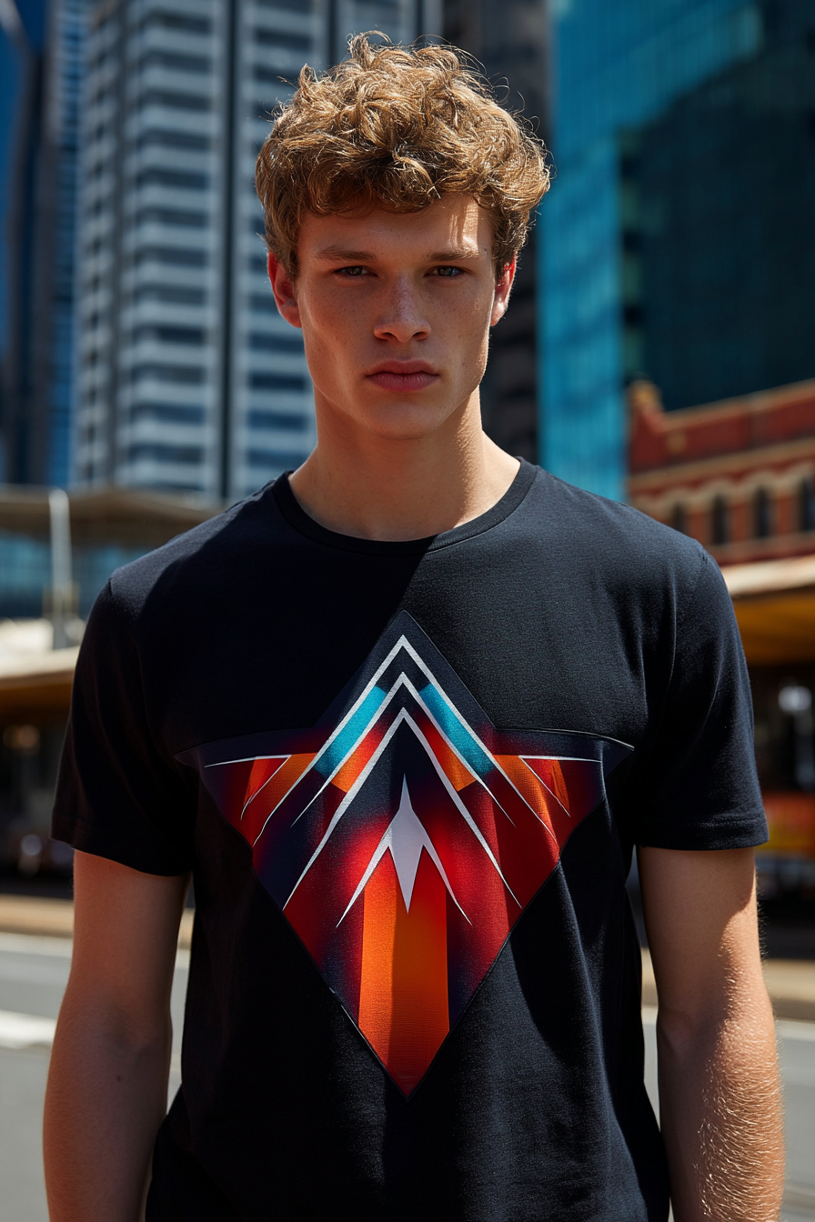 Quantum Arrows Geometry Orange Red - T-Shirt