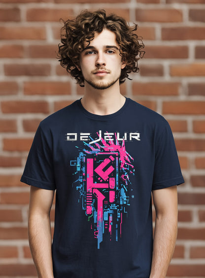Dejeur Cyberpunk Digital Decay Electric Pink Blue - T-Shirt