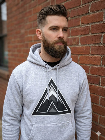 Abstract Triangular Mountain Range Silhouette - Three-Panel Fleece Hoodie