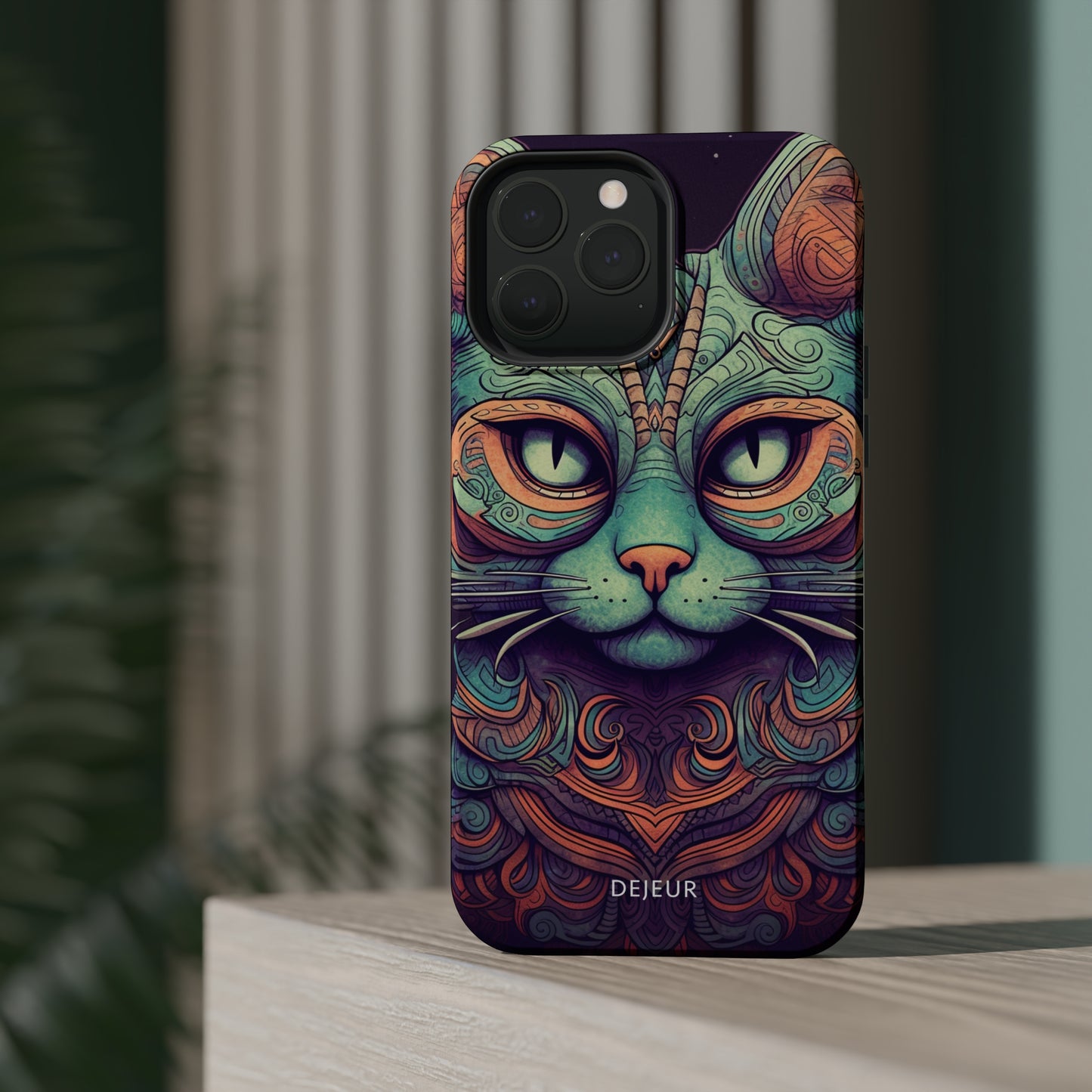 Intricate Aqua Cat - iPhone MagSafe Tough Case