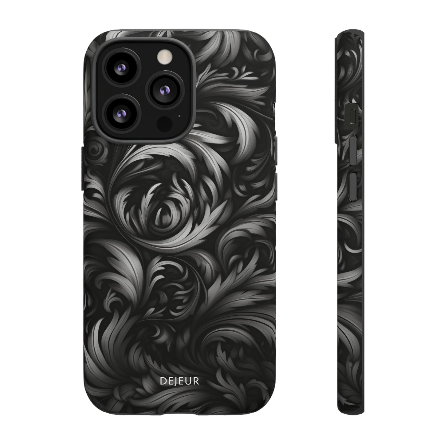 Dark Grey Floral - iPhone Tough Case