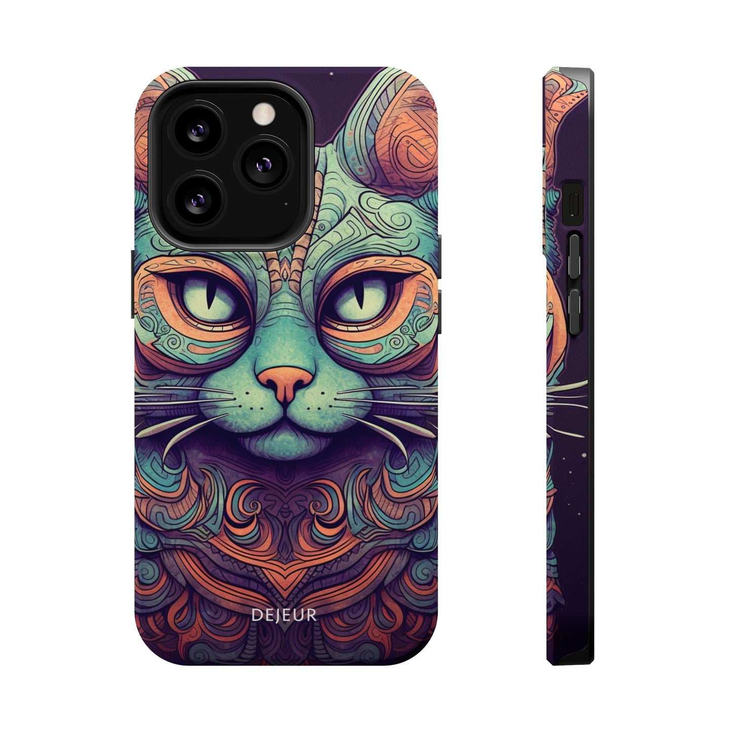 Intricate Aqua Cat - iPhone MagSafe Tough Case