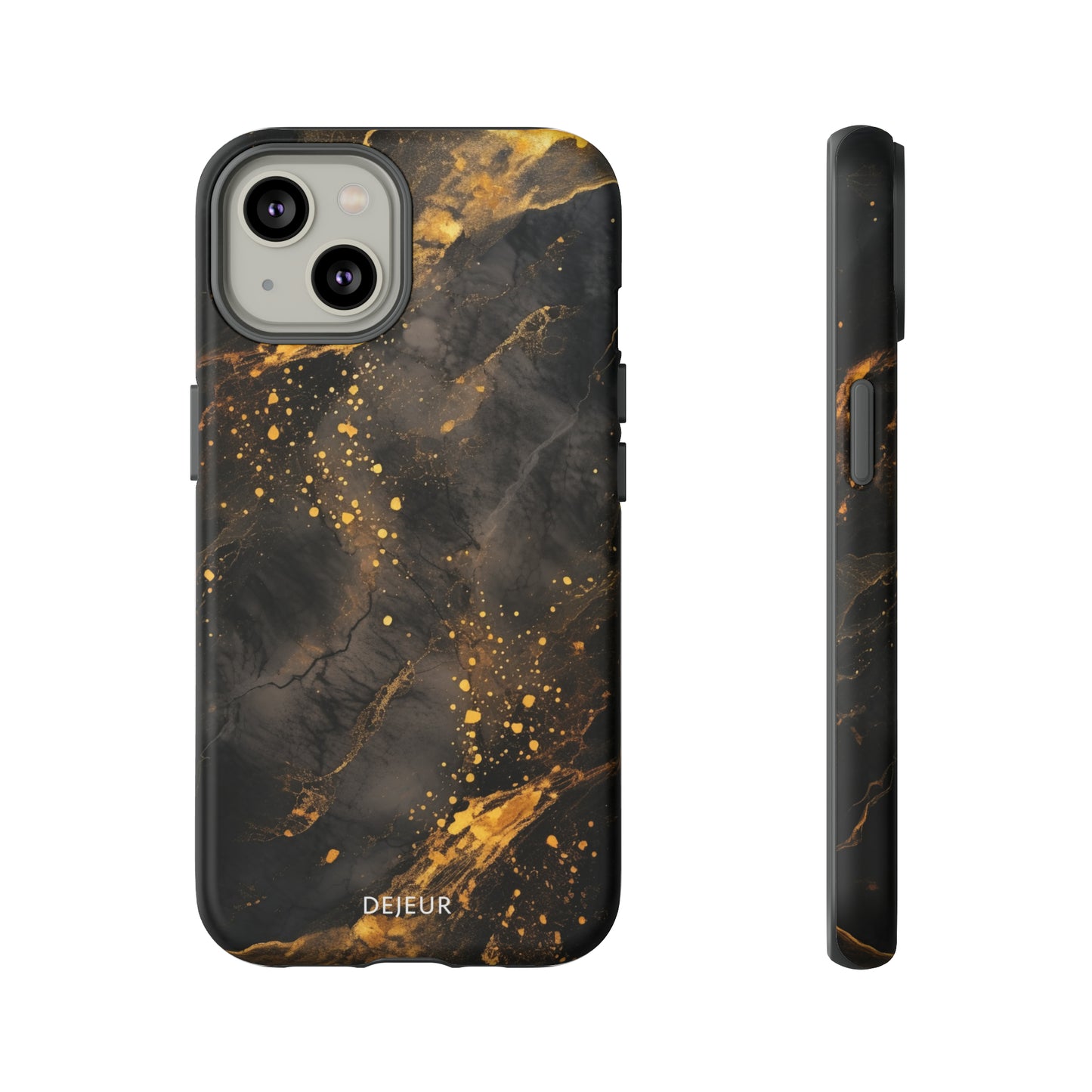 Black Gold Speckled Marble - iPhone Tough Case