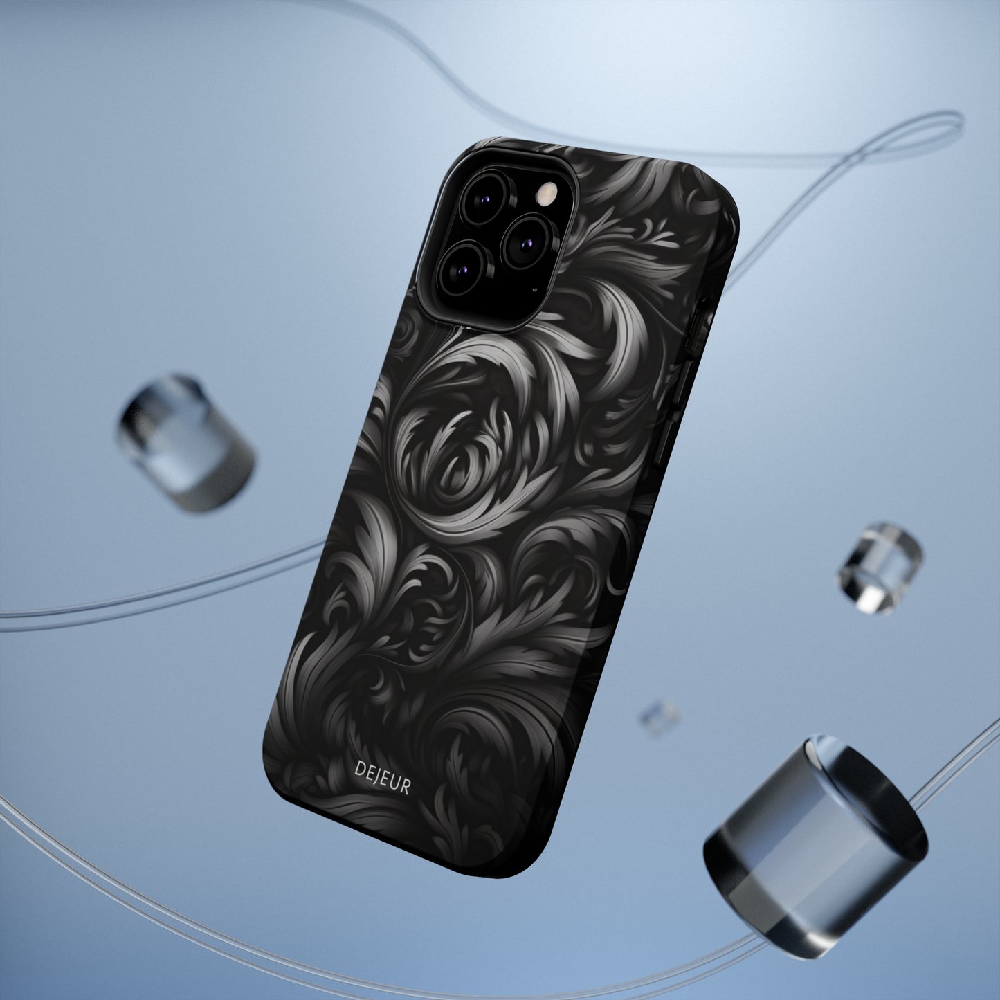 Dark Grey Floral - iPhone MagSafe Tough Case