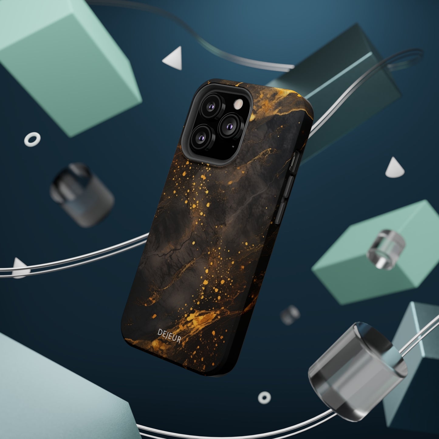 Black Gold Speckled Marble - iPhone MagSafe Tough Case